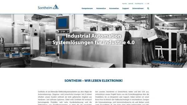 Website Screenshot: Sontheim Industrie Elektronik GmbH - Systemanbieter für Automation, Diagnose und Connectivity - Date: 2023-06-20 10:40:28