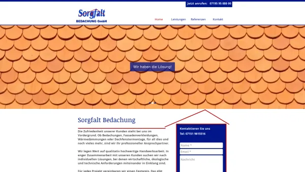 Website Screenshot: Sorgfalt Bedachungen GmbH - Home | sorgfalt-bedachung - Date: 2023-06-20 10:40:28