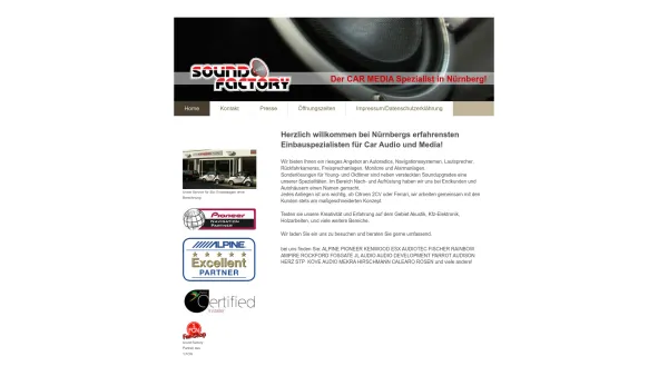 Website Screenshot: sound factory-NÜRNBERG - sound factory-Nürnberg Kompetenz in Car audio - Home - Date: 2023-06-20 10:40:28
