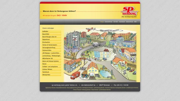 Website Screenshot: sp-werbung -  Beschriftungen · Computerschrift · Grafik - Werbung bei SP-Werbung in Bremen - SP-Werbung - Date: 2023-06-20 10:40:28