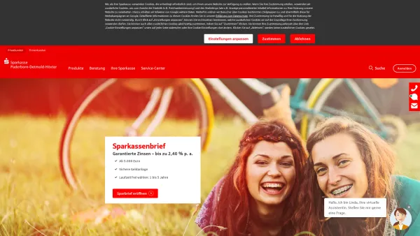 Website Screenshot: Sparkasse Detmold - Sparkassenzentrale - Internet-Filiale - Sparkasse Paderborn-Detmold-Höxter - Date: 2023-06-20 10:40:28