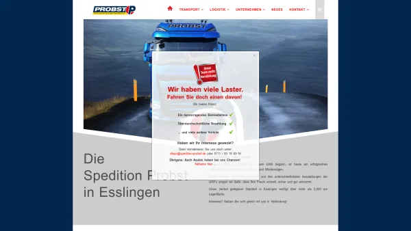 Website Screenshot: Probst Speditions GmbH -  Unsere  Spezialität sind Terminverkehre nach Bayern - Die Spedition Probst in Esslingen - Date: 2023-06-20 10:40:28