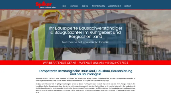 Website Screenshot: Thorsten Spilker Baugutachter und Bausachverständiger - Ihr Bauexperte Bausachverständiger & Baugutachter im Ruhrgebiet und Bergischen Land - Date: 2023-06-20 10:40:28