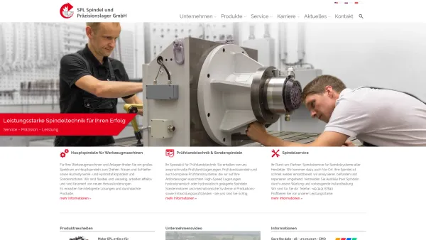 Website Screenshot: SPL Spindel und Präzisionslager GmbH - SPL - Präzisionsspindeln | Spindelservice | Prüfstandstechnik - Date: 2023-06-20 10:40:28
