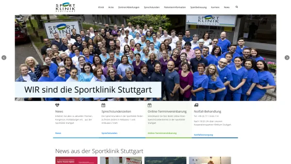 Website Screenshot: Sportklinik Stuttgart -  Fachklinik für Orthopädische Chirurgie und Sportmedizin - Sportklinik Stuttgart - Date: 2023-06-20 10:40:28