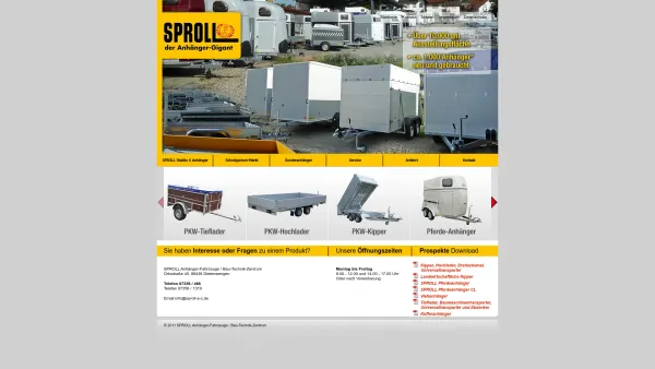 Website Screenshot: SPROLL Anhänger Fahrzeuge - SPROLL Anhänger-Fahrzeuge / Bau-Technik-Zentrum - Date: 2023-06-20 10:40:29