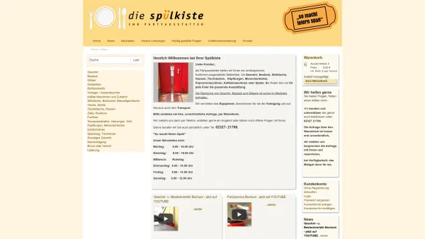Website Screenshot: Die Spülkiste -  Ihr Partyausstatter - spülkiste - Date: 2023-06-20 10:40:29