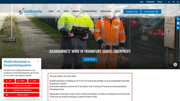 Website Screenshot: Stadtwerke Frankfurt/Oder GmbH - Stadtwerke Frankfurt (Oder) - Date: 2023-06-20 10:40:31