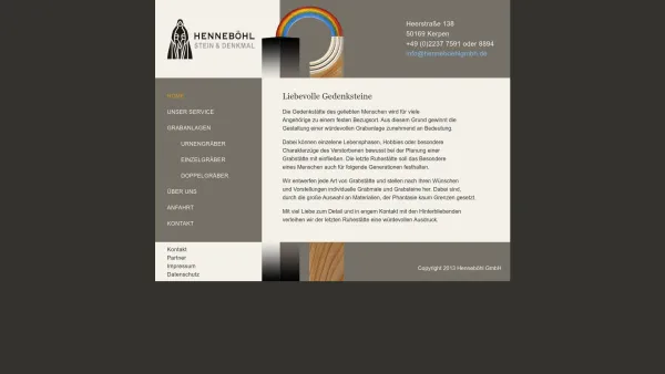 Website Screenshot: Franz Henneböhl Grabdenkmäler - Stein und Denkmal Henneböhl - Date: 2023-06-20 10:40:31