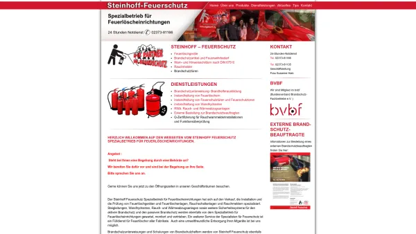 Website Screenshot: Hans Georg Steinhoff Feuerschutz Inhaber Erben Hain e.K. - Steinhoff Feuerschutz GmbH › Spezialbetrieb für Feuerlöscheinrichtungen - Date: 2023-06-20 10:40:31
