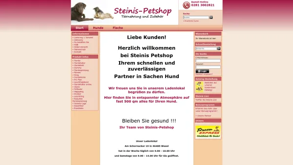 Website Screenshot: Steini's -  Ihr Versandhandel für Tiernahrung und  Zubehör - Steinis-Petshop - Date: 2023-06-20 10:40:31