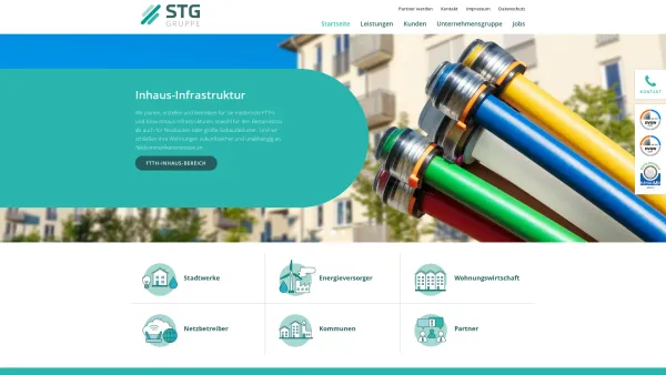 Website Screenshot: STG Kommunikations- und Nachrichtentechnik GmbH - STG GRUPPE in Bochum - Breitbandausbau und FTTH Glasfaser Infrastrukturen - Date: 2023-06-20 10:40:34