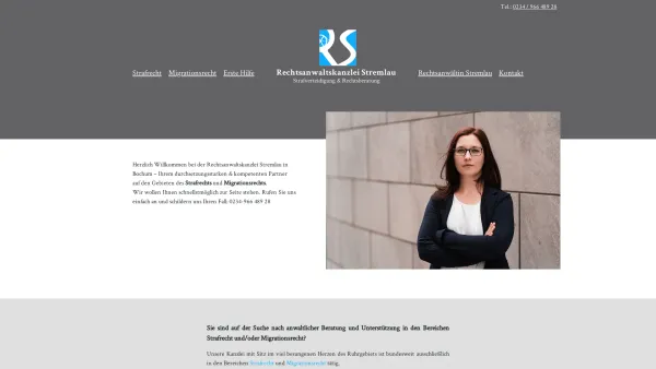 Website Screenshot: Rechtsanwaltskanzlei Stremlau - Rechtsanwalt Stremlau in Bochum , Strafrecht und Migrationsrecht - Date: 2023-06-20 10:40:34