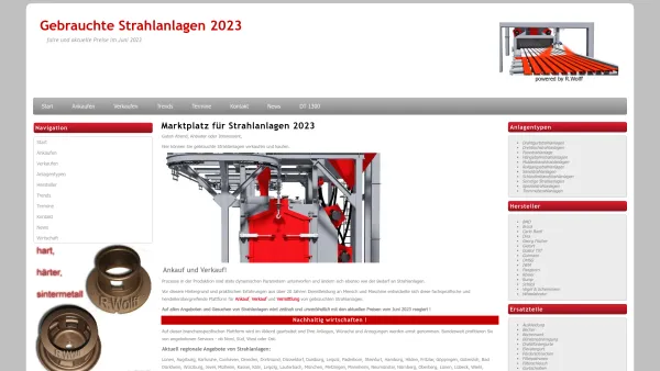 Website Screenshot: Strahlanlagen R.Wolff - gebrauchte Strahlanlagen Ankauf Verkauf - Preise Juni 2023 - Date: 2023-06-20 10:42:28