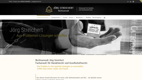 Website Screenshot: Jörg Streichert, Rechtsanwalt, Fachanwalt für Handels und Gesellschaftsrecht - RA Jörg Streichert | Fachanwalt für Handelsrecht und Gesellschaftsrecht - Date: 2023-06-20 10:42:28