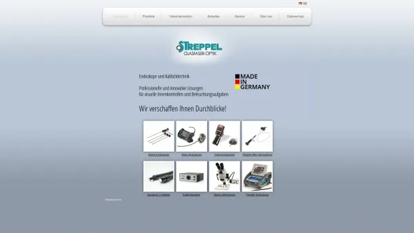 Website Screenshot: Streppel Glasfaser-Optik oHG - Streppel Glasfaser-Optik GmbH & Co. KG - Glasfasertechnik und Glasfaseroptik - flexible Endoskope - Mikroskope - Video-Endoskope und Endoskopiegeräte Hersteller - Date: 2023-06-20 10:40:34