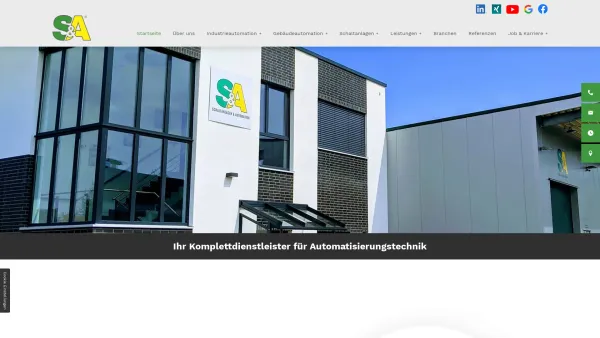 Website Screenshot: S&A Schaltanlagenbau GmbH - S & A | Ihr Komplettdienstleister für Automatisierungstechnik - Date: 2023-06-20 10:40:34