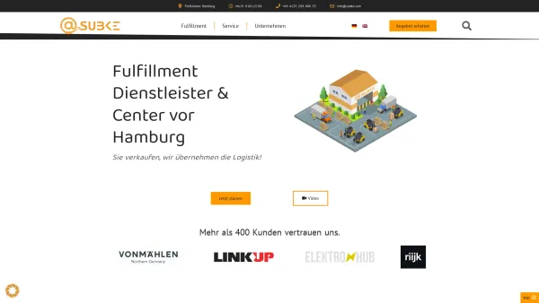 Website Screenshot: Subke GmbH - Fulfillment Dienstleister & Center Hamburg • Subke GmbH 2015 - Date: 2023-06-20 10:42:29