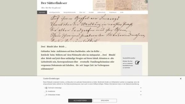 Website Screenshot: Der Sütterlinleser - Der Sütterlinleser - Startseite - Date: 2023-06-20 10:42:29