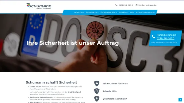 Website Screenshot: GTÜ Gesellschaft für Technische Überwachung Prüfstelle Schumann -  Mehr Service für Sicherheit - Startseite - SV Schumann - Date: 2023-06-20 10:40:37