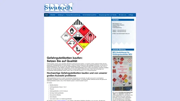 Website Screenshot: MST - Swatoch Etiketten -  Etiketten nach Kundenwunsch - Gefahrgutetiketten kaufen | swatoch.de - Date: 2023-06-20 10:40:37