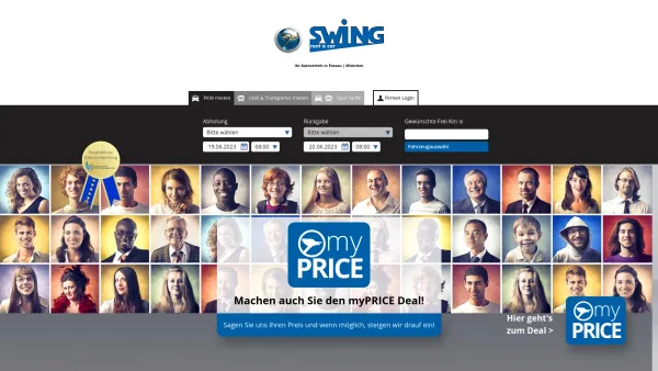 Website Screenshot: Swing Autovermietung und Leasing GmbH -  Einfach. Günstig. Schnell! - Mietwagen München Passau - Swing Autovermietung - Date: 2023-06-20 10:40:37
