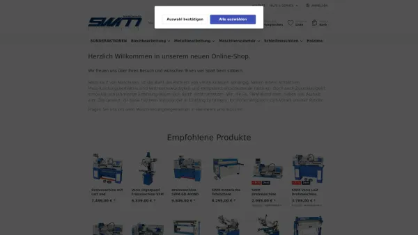 Website Screenshot: SWM Maschinen Werkzeugmaschinen Maschinenhandel - SWM Ihr Partner für Drehmaschinen und Fräsmaschinen - Date: 2023-06-20 10:40:37
