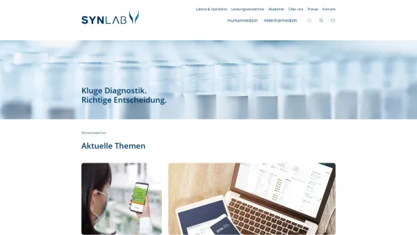Website Screenshot: synlab.vet - Labor Köln -  Werte für Menschen,  Tiere und Umwelt - Home - Date: 2023-06-20 10:40:37