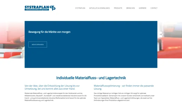 Website Screenshot: Systraplan GmbH & Co. KG -  Individuelle  Materialfluß- und Lagertechnik - Startseite - SYSTRAPLAN GmbH & Co. KG / Individuelle Materialflusstechnik und Lagertechnik - Date: 2023-06-20 10:40:37