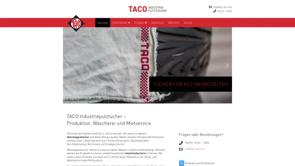Website Screenshot: Taschen GmbH & Co. KG -  Putztuchwäscherei und  Weberei - TACO Industrieputztücher – Produktion, Wäscherei und Mietservice - Date: 2023-06-20 10:40:37