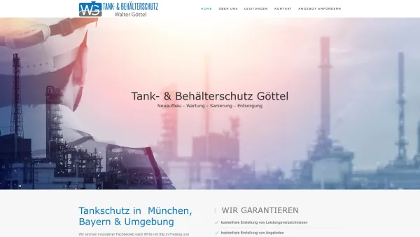 Website Screenshot: Tank- und Behälterschutz Walter Göttel -  Fachbetrieb nach Paragraph 19 I-WHG - Home - Date: 2023-06-20 10:40:37