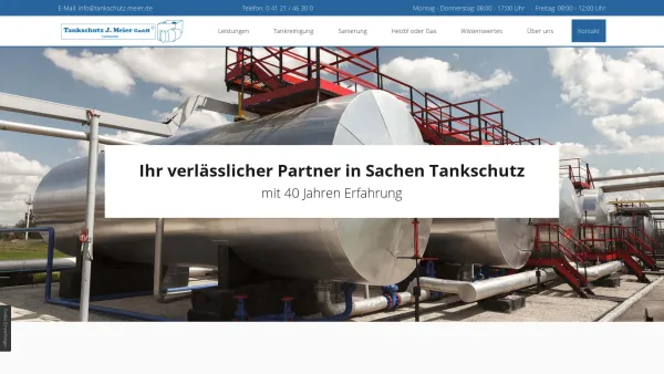 Website Screenshot: Tankschutz Jutta Meier GmbH - Tankschutz bei Hamburg: Heizöltank reinigen und sanieren - Date: 2023-06-20 10:40:37