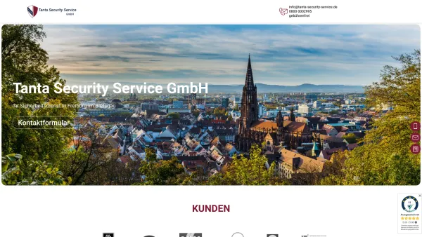 Website Screenshot: Tanta Security Service GmbH - SICHERHEITSDIENST FREIBURG IM BREISGAU | Security Firma - Date: 2023-06-20 10:42:31
