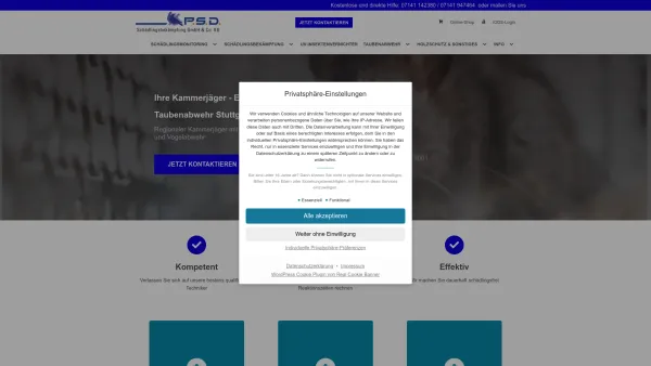 Website Screenshot: P.S.D Schädlingsbekämpfung und Taubenabwehr - Kammerjäger und Taubenabwehr - Die P.S.D. für Stuttgart - Date: 2023-06-20 10:40:37