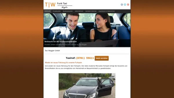 Website Screenshot: Funk Taxi Weggler - Startseite - Date: 2023-06-20 10:40:40