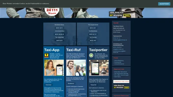 Website Screenshot: TAXI-DIENST Hanau Stadt und Land eG -  24  Stunden - 111 Taxen - Taxi-Dienst Hanau 06181 24111 - Home - Date: 2023-06-20 10:40:40