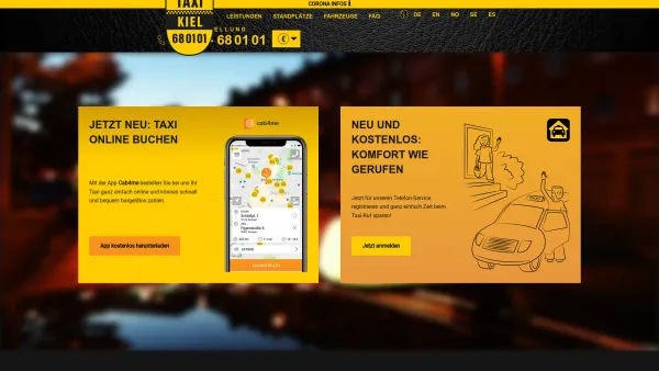 Website Screenshot: Taxi Kiel Kieler Funk-Taxi-Zentrale eG - Taxi Kiel - sicher - schnell - individuell - Date: 2023-06-20 10:40:40