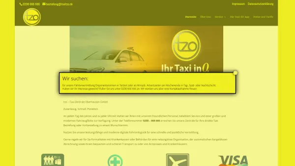 Website Screenshot: TZO - Taxi Zentrale Oberhausen GmbH -  Taxifahrten · Krankentransporte · Transporte - Taxizentrale Oberhausen GmbH | - Date: 2023-06-20 10:40:40
