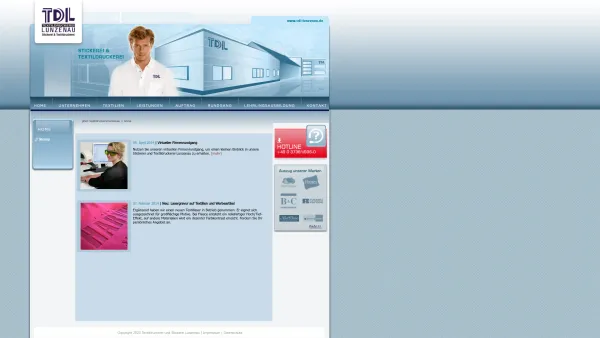 Website Screenshot: Textildruckerei Lunzenau GmbH - Textildruckerei Lunzenau >> Home - Date: 2023-06-20 10:40:40