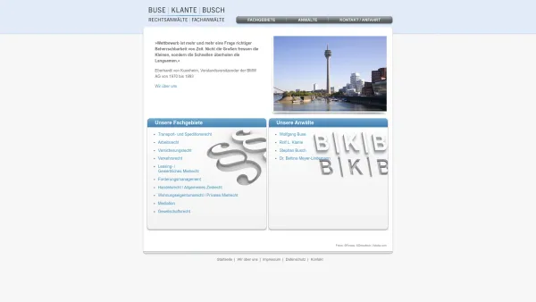 Website Screenshot: BUSE · KLANTE · BUSCH Rechtsanwälte - Rechtsanwalt Fachanwalt Düsseldorf - Transportrecht - Speditionsrecht - Arbeitsrecht - Versicherungsrecht - Verkehrsrecht - Zivilrecht - Mietrecht - Date: 2023-06-20 10:40:40
