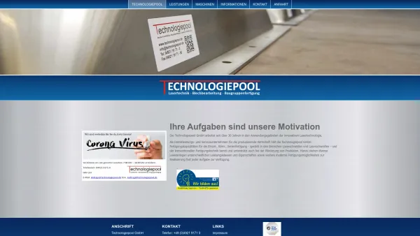 Website Screenshot: Technologiepool GmbH - Laserschneiden, Laserschweißen - Technologiepool GmbH - Date: 2023-06-20 10:40:40