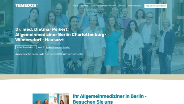 Website Screenshot: TEMEDOS Privatpraxis für Allgemeinmedizin und integrative Medizin - Allgemeinmediziner Berlin Charlottenburg - Hausarzt am Kurfürstendamm | TEMEDOS® - Date: 2023-06-20 10:42:31