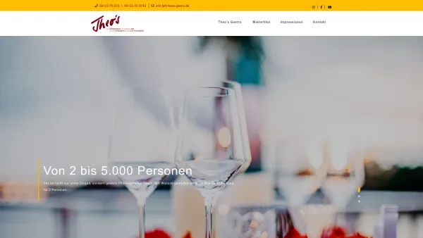 Website Screenshot: Theo' s Gastro Vermietungs-Service GmbH -  Ihr Vergnügen ist unser Job - Theo's- die Veranstaltungsprofis | Wiesbaden - Date: 2023-06-20 10:40:40