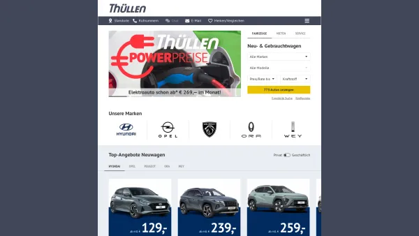 Website Screenshot: Auto Thüllen Aachen GmbH & Co. KG - Autohaus Thüllen | Opel, Hyundai, Peugeot, Ora, Wey - Date: 2023-06-20 10:40:43
