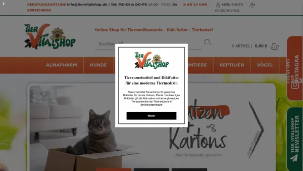 Website Screenshot: Tier Vitalshop Klaus Peter Raab - Tierarzneimittel und Diätfutter für eine moderne Tiermedizin - Date: 2023-06-20 10:42:31