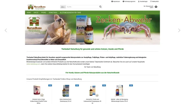Website Screenshot: Tierbedarf NaturBurg Onlineshop für Natur & Gesundheit von Katze, Hund und Pferd - Tierbedarf Online Shop für Katze, Hund und Pferd - Date: 2023-06-20 10:40:43