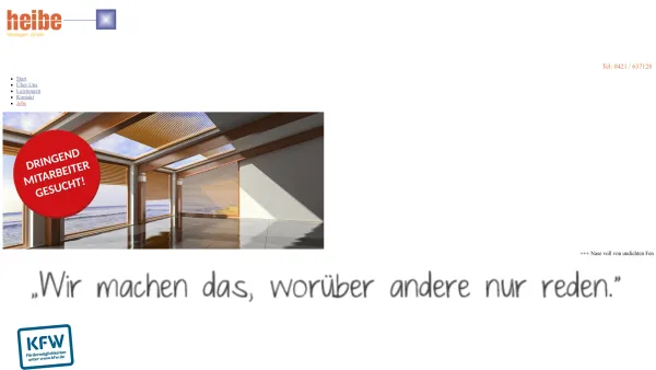 Website Screenshot: Heibe Montagen GmbH - Tischler in Bremen für Fenster, Türen und Einbruchsschutz - Date: 2023-06-20 10:40:43