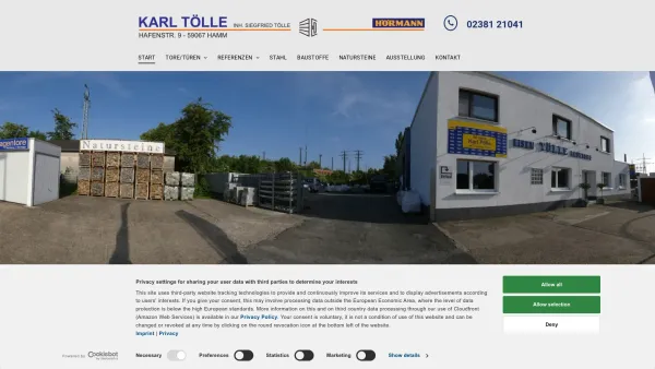 Website Screenshot: Karl Tölle HÖRMANN Fachhändler; Beratung, Ausbau, Einbau - Baustahl, Baustoffe & Bauelemente | Hamm | Karl Tölle - Date: 2023-06-20 10:40:43