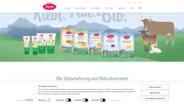Website Screenshot: Töpfer GmbH -  Töpfer die natürlichste  Entscheidung! - Töpfer Babywelt | Bio Babynahrung und Naturkosmetik - Date: 2023-06-20 10:40:43
