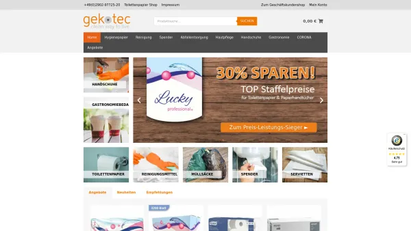 Website Screenshot: GeKo-Tec Lingenauber & Franz oHG - Toilettenpapier besonders günstig bei Geko-Tec kaufen - Date: 2023-06-20 10:42:31